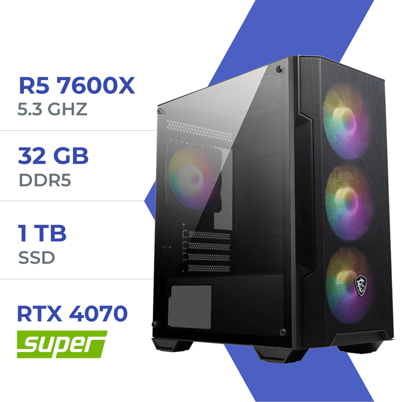 PC Gamer Techspace R5 7600X/1TB SSD/32GB/RTX 4070 SUPER