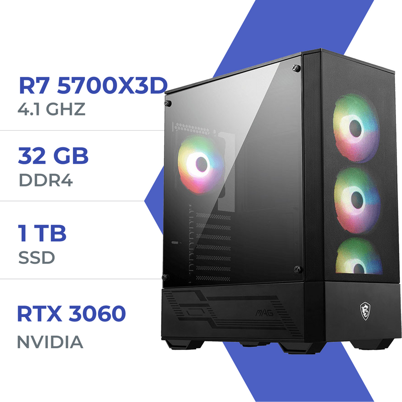 PC Gamer Techspace  R7 5700X3D/1TB SSD/32GB/RTX 3060