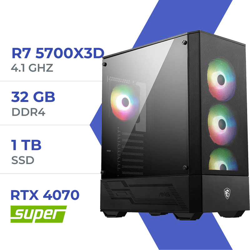 PC Gamer Techspace  R7 5700X3D/1TB SSD/16GB/RTX 4070 SUPER