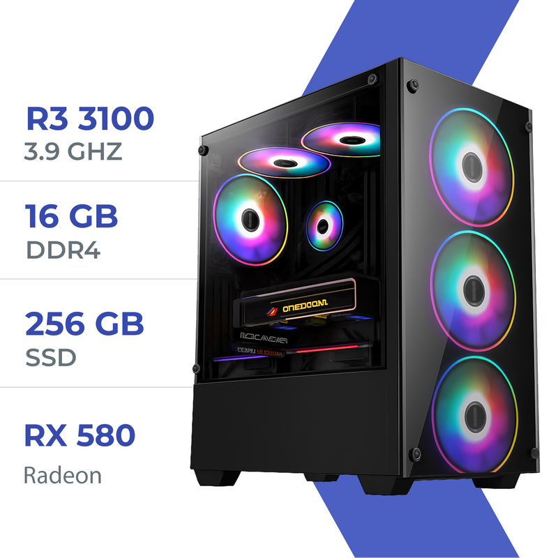 PC Gamer Techspace Ryzen 3 3100/16GB/256GB SSD/RX 580