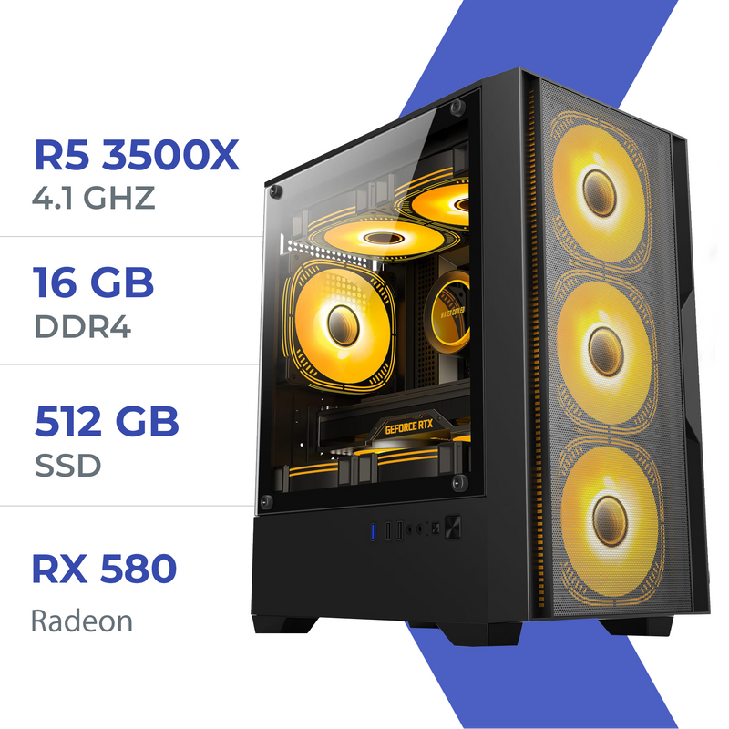 PC Gamer Techspace Ryzen 5 3500X/512GB SSD/16GB/RX 580