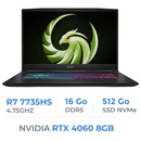 MSI BRAVO 15 C7VFK Ryzen 7 7735HS/2X8GB/512GB NVMe PCIe SSD Gen4x4/RTX 4060 8GB/15.6" FHD 144Hz IPS Prix Maroc