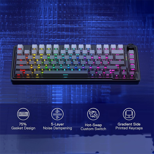 Redragon K673 PRO 75% Wireless RGB Red Switches (Concrete Jungle) Casablanca