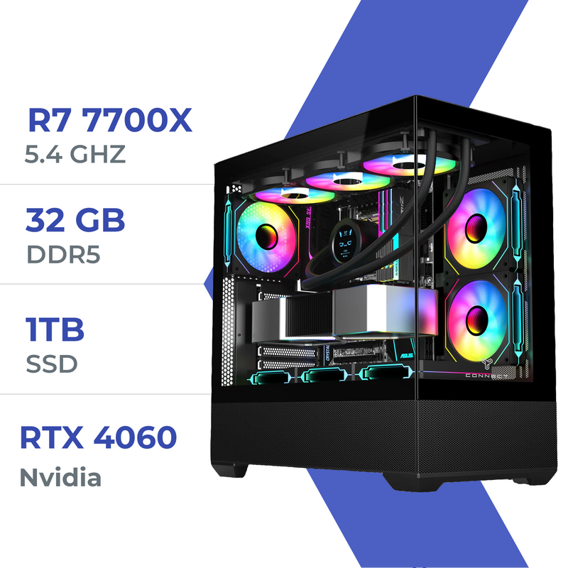 PC Gamer Techspace R7 7700X/1TB SSD/32GB/RTX 4060