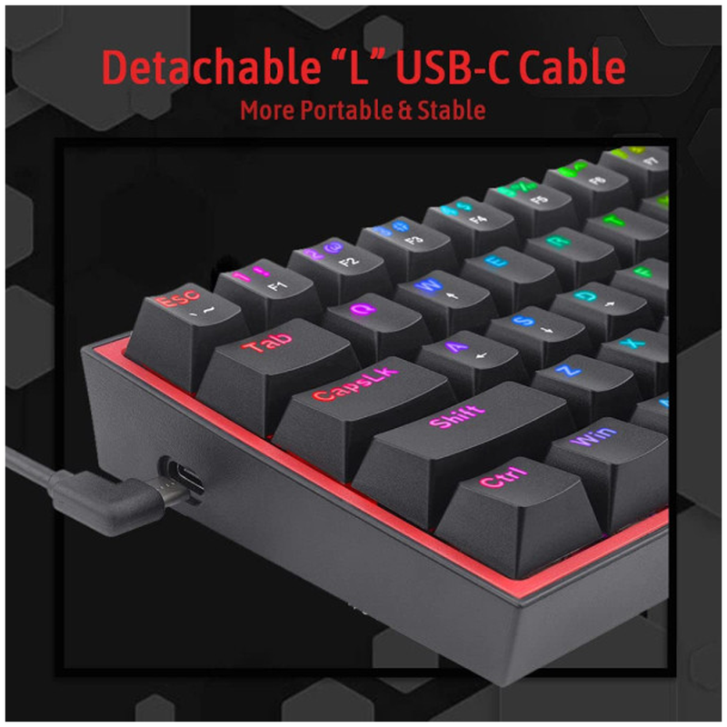 Redragon K617 Fizz 60% RGB Red Switches (Black) Maroc Prix