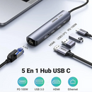 Ugreen Hub USB-C 5 en 1 (HDMI 4K@60Hz, PD 100W)(10919) Maroc