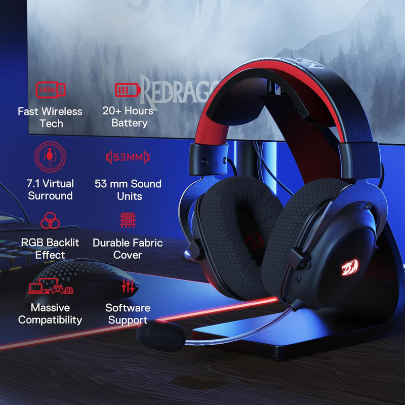 Redragon H510 PRO Zeus-X RGB Wireless Gaming Headset maroc prix