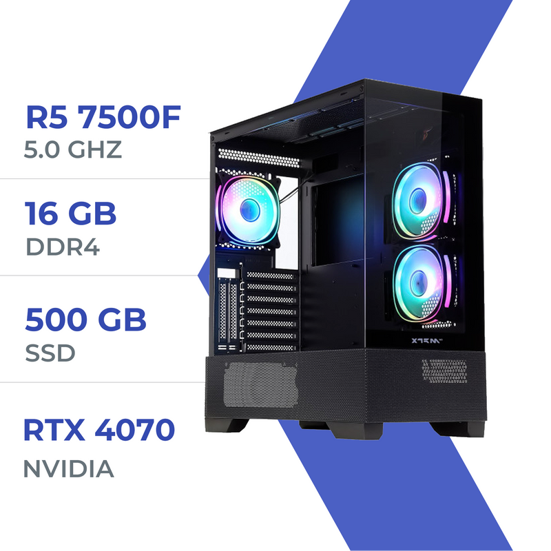 PC Gamer Techspace  R5 7500F/500GB SSD/16GB/RTX 4070