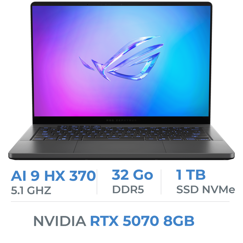 ASUS ROG ZEPHYRUS G14 GA403WP-QS038W AMD Ryzen AI 9 HX 370/32GB DDR5/1TB SSD/RTX 5070 8GB/14" 120Hz 3K/Win11 Prix Maroc