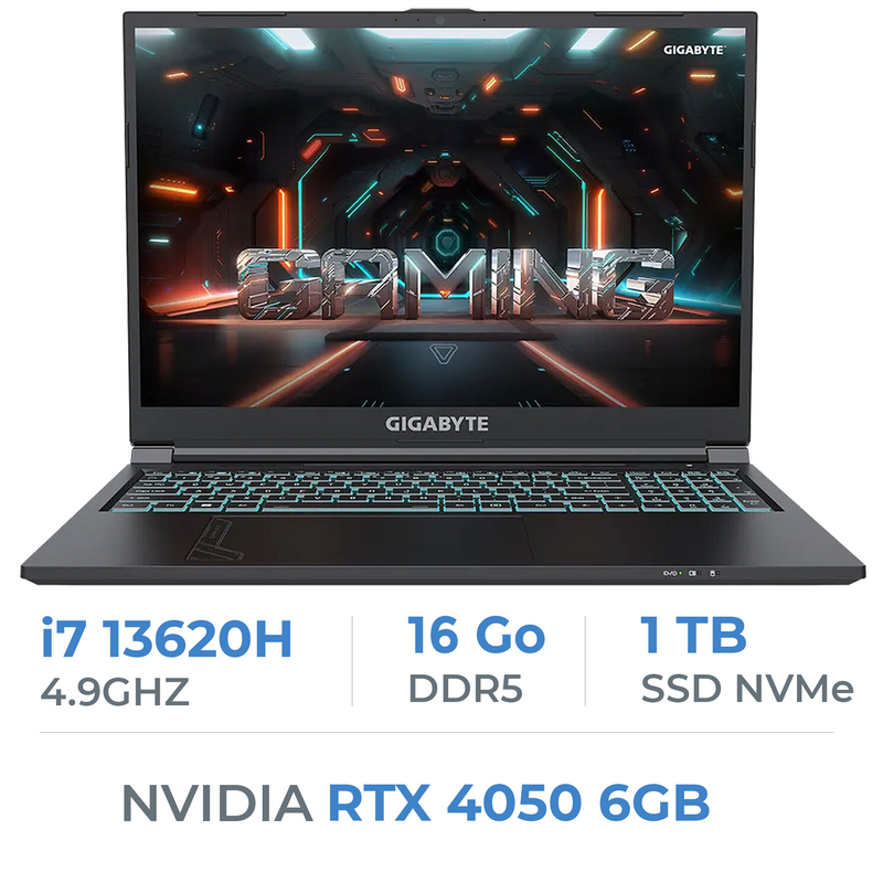 Gigabyte G6 MF-H2EE894KD i7 13620H/16GB DDR5/1TB SSD/RTX 4050 6GB/16" 165Hz Prix Maroc