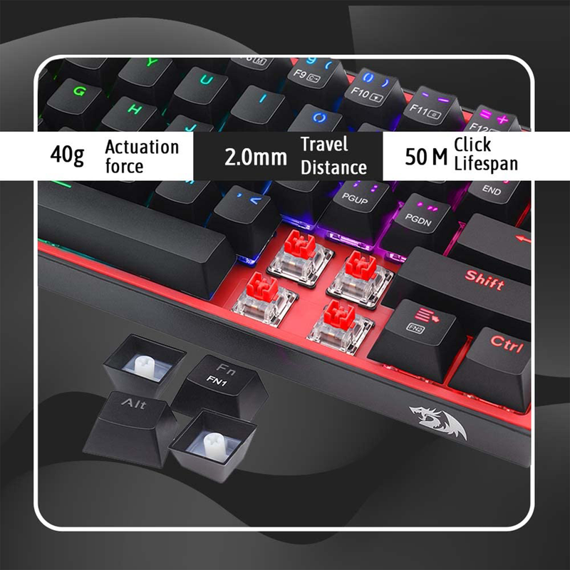 Redragon K616 Fizz PRO 60% Wireless RGB Red Switches (Black) maroc