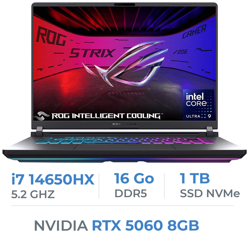 ASUS ROG Strix G16 (2025) G615JMR-S5025W Intel i7-14650HX/16GB DDR5/1TB SSD/RTX 5060 8GB/16" 240Hz WQXGA/Win11 Prix Maroc