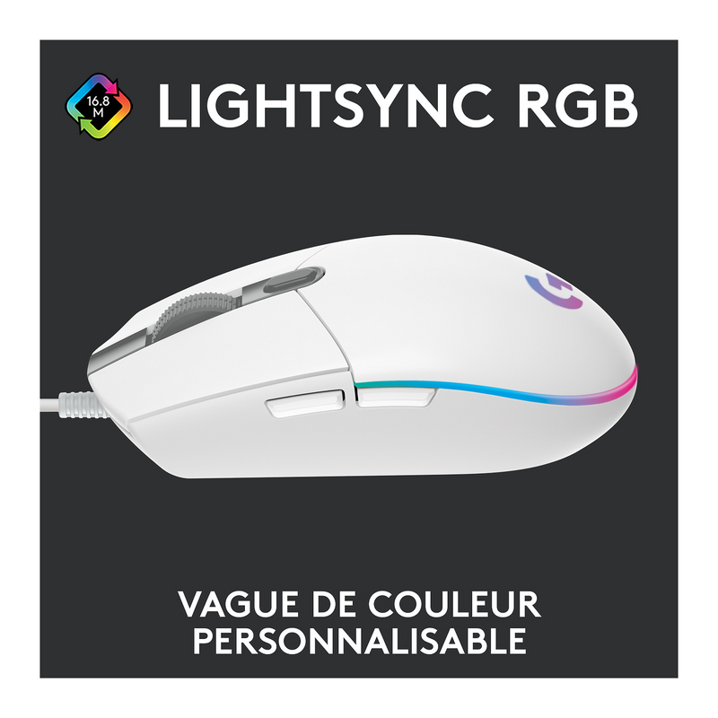 Logitech G G203 LightSync (Blanc) Prix Maroc