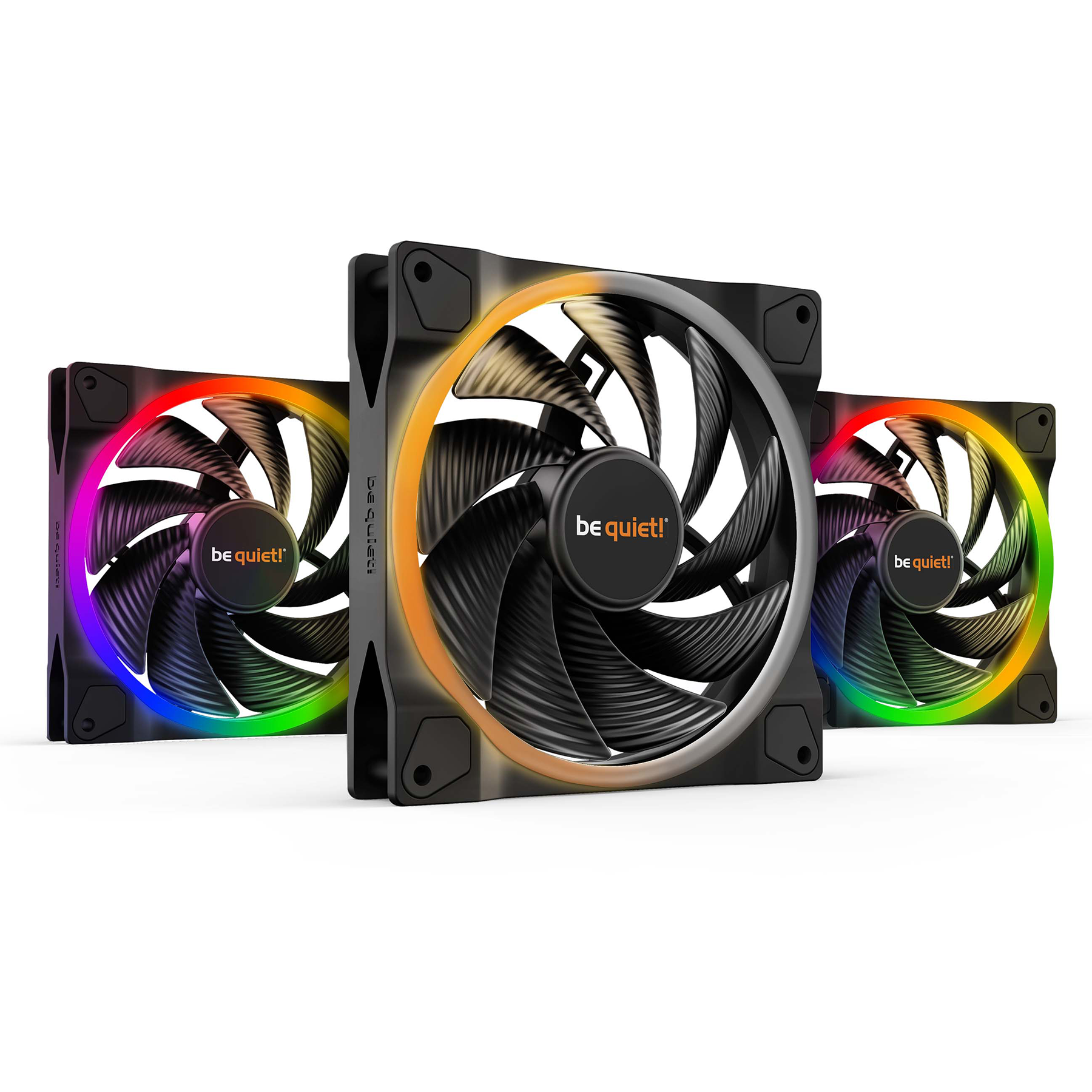 be quiet! Light Wings 140mm PWM Reverse White ventilateur, 7 pales inversées, pour une admission d'air latérale ou par le bas, ARGB options d'éclairage personnalisables effets lumineux synchronisables be quiet! Light Wings 140mm PWM Reverse White ventilateur, 7 pales inversées, pour une admission d'air latérale ou par le bas, ARGB options d'éclairage personnalisables effets lumineux synchronisables